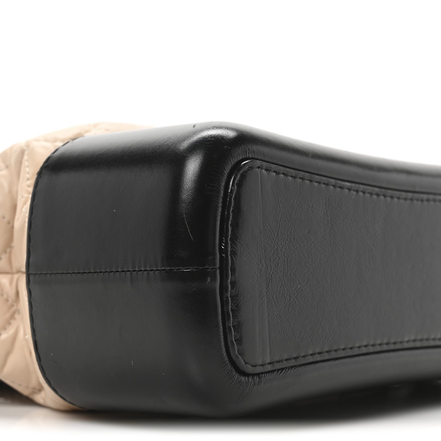 Aged Calfskin Quilted Medium Gabrielle Hobo Beige Black