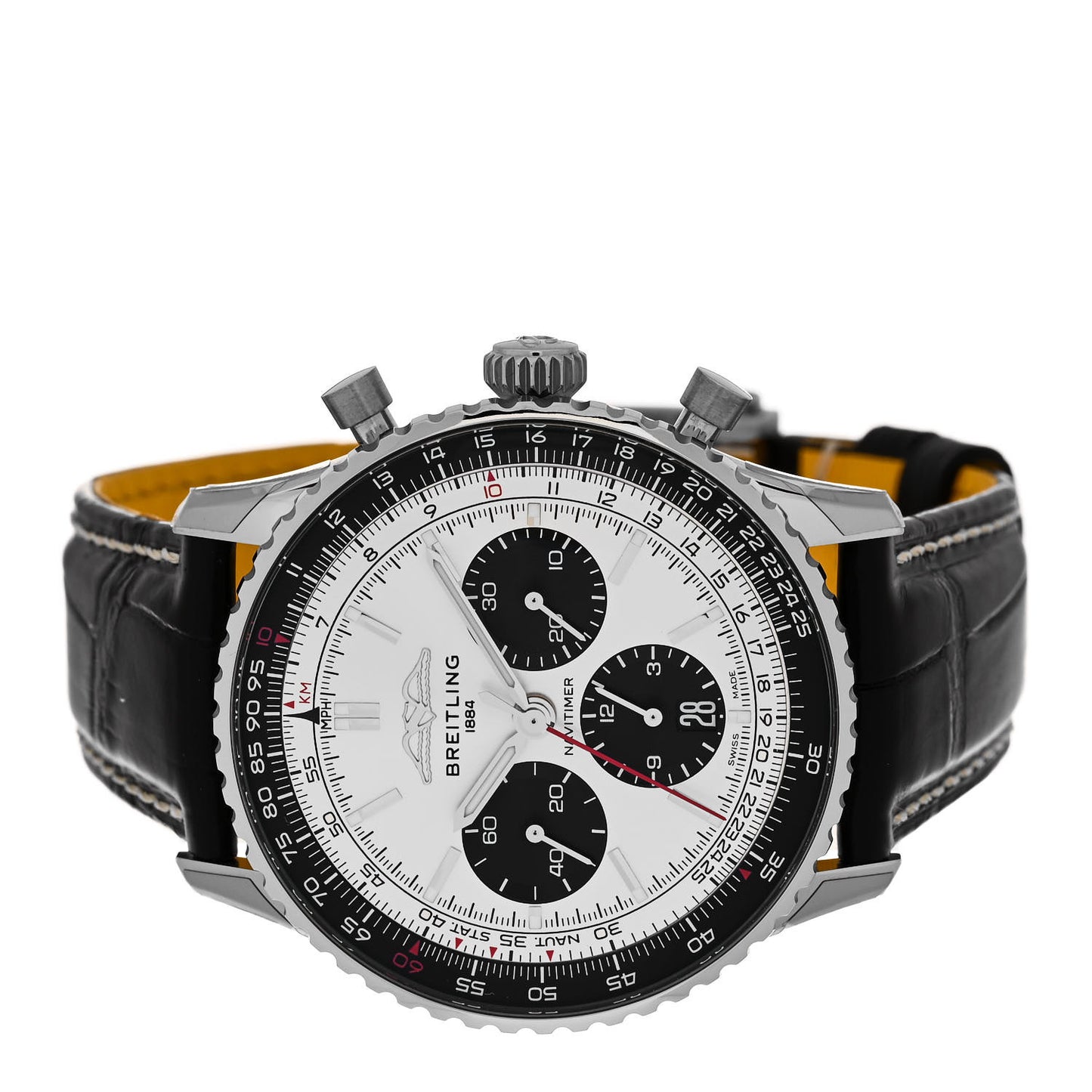 Stainless Steel Alligator 43mm Navitimer Chronograph B01 Automatic Watch Silver AB0138241G1P1