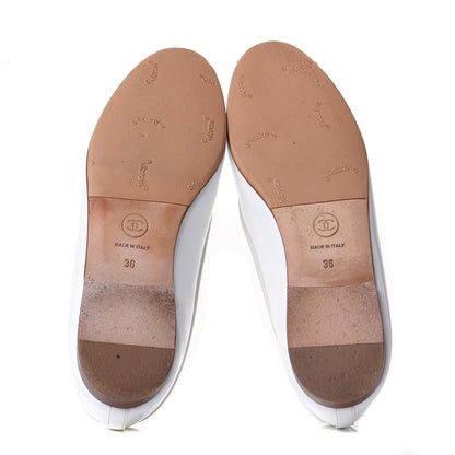 Chanel Calfskin Cap Toe Ballerina Flats 36 White 5 of 8