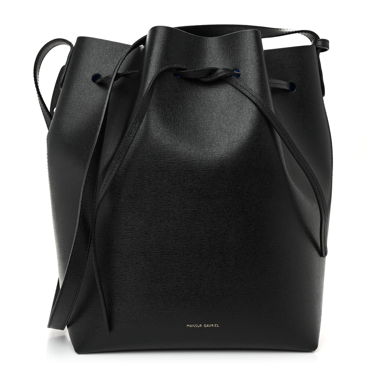 Calfskin Mini Bucket Bag Black Royal Blu