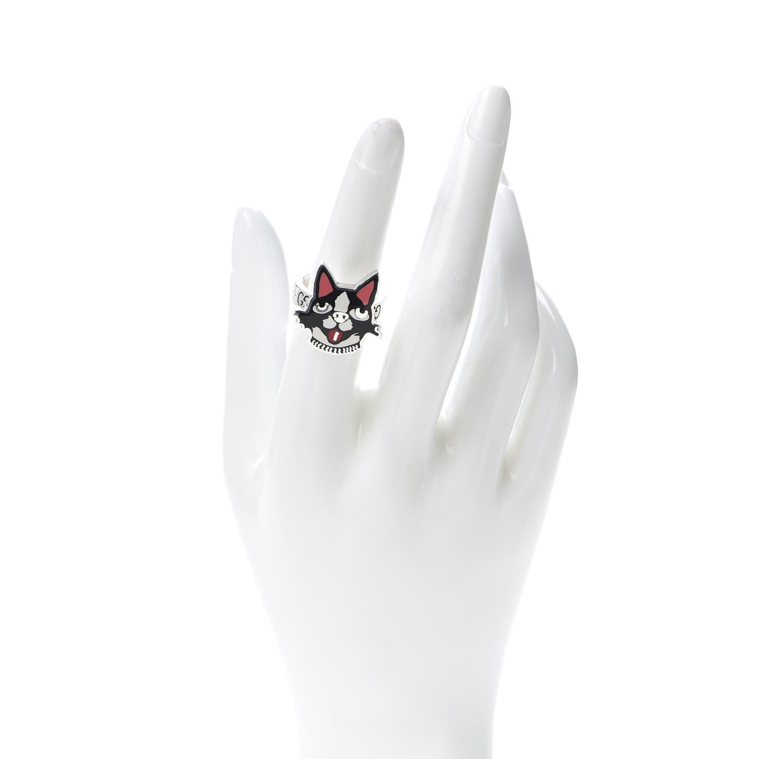 Gucci Sterling Silver Enamel Bosco Ring 53 6.25 2 of 6