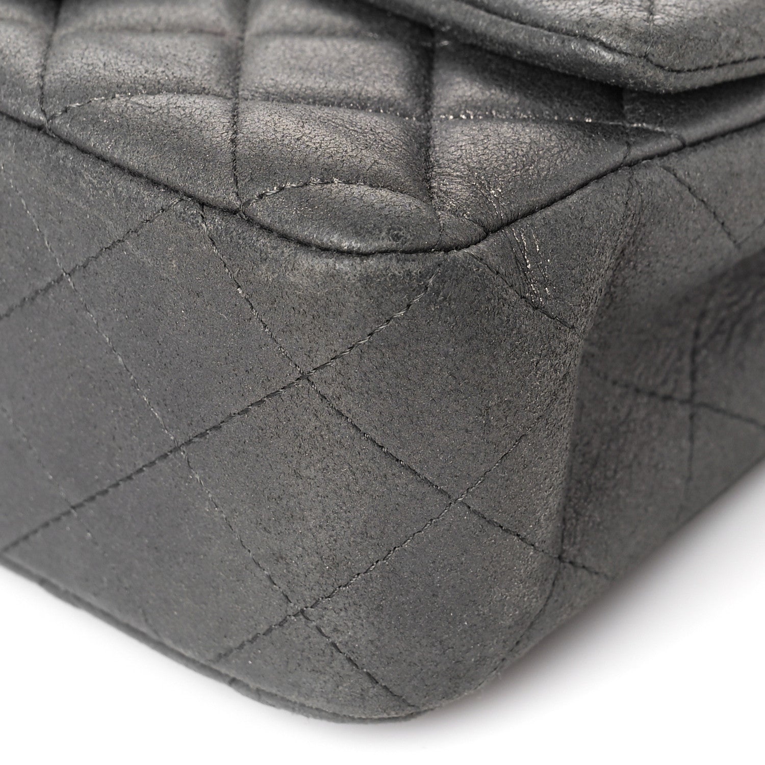 Chanel Iridescent Calfskin Quilted Mini Rectangular Flap Dark Grey 9 of 12