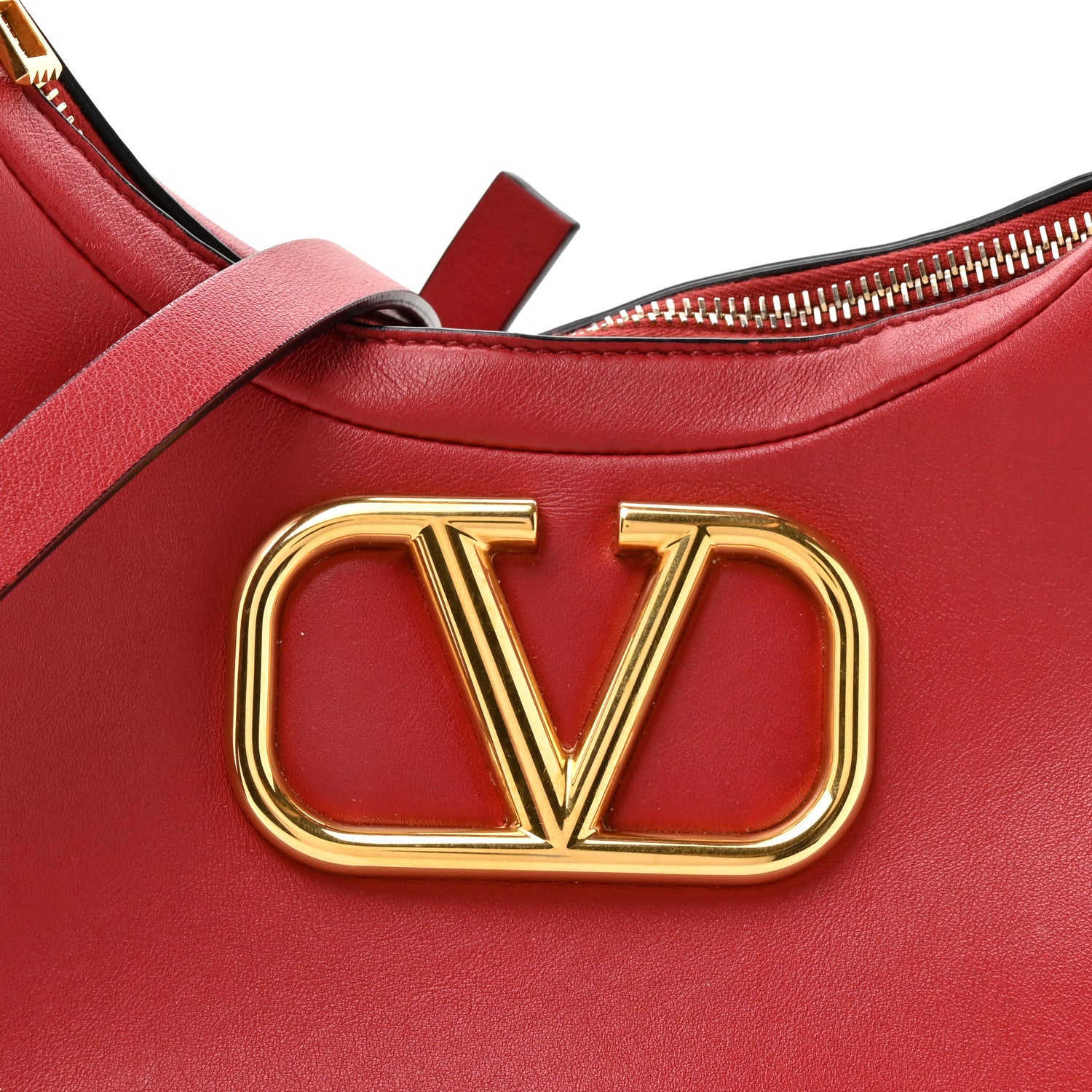 Valentino Garavani Calfskin Stud Sign Zip Hobo Rosso Valentino 7 of 12