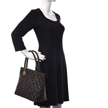 Chanel Caviar Quilted Medallion CC Tote Dark Brown 2 of 21