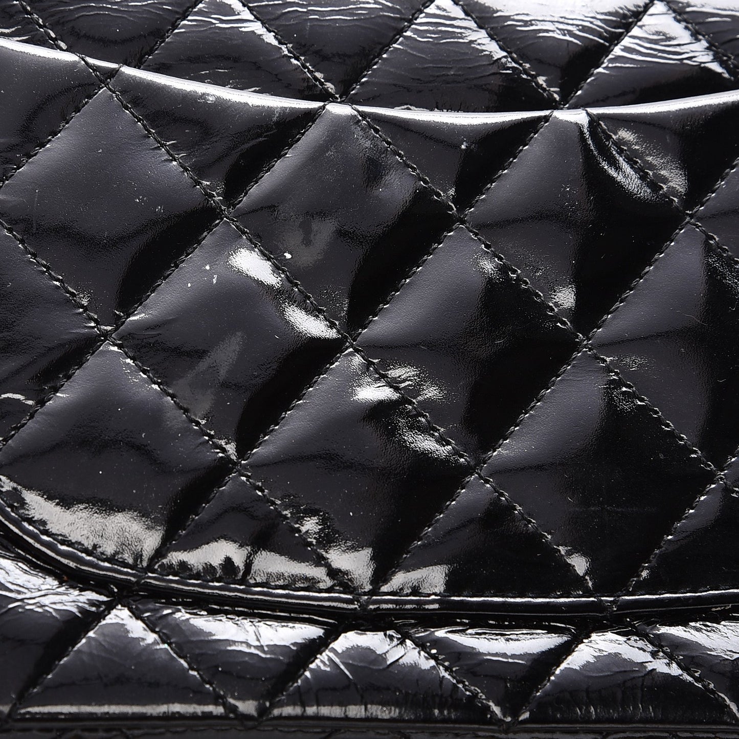 Patent Calfskin Quilted Mini Square Flap Black