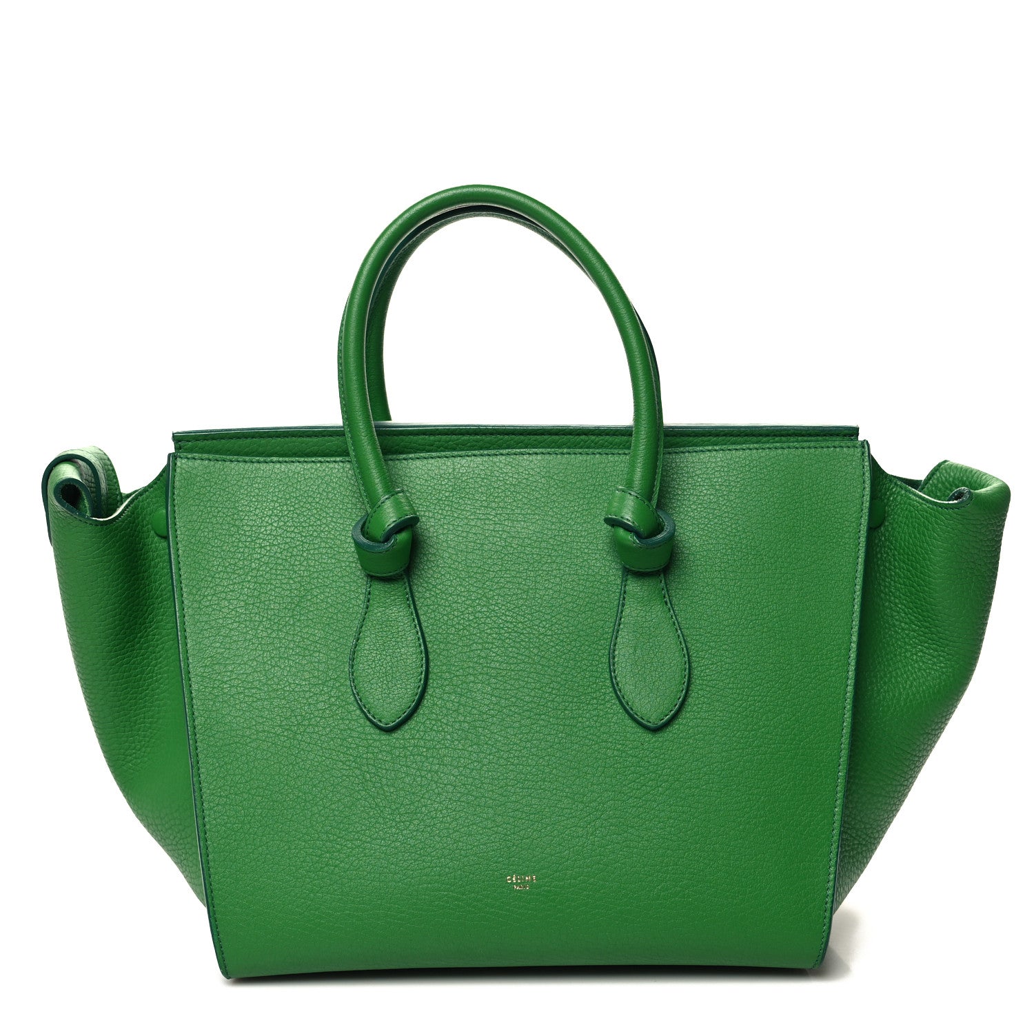 Celine Crisped Calfskin Small Tie Knot Tote Grass Green 1 of 12