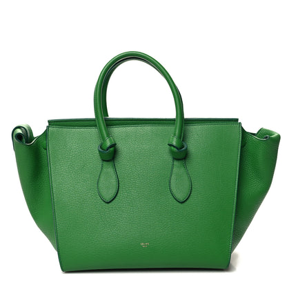 Celine Crisped Calfskin Small Tie Knot Tote Grass Green 1 of 12