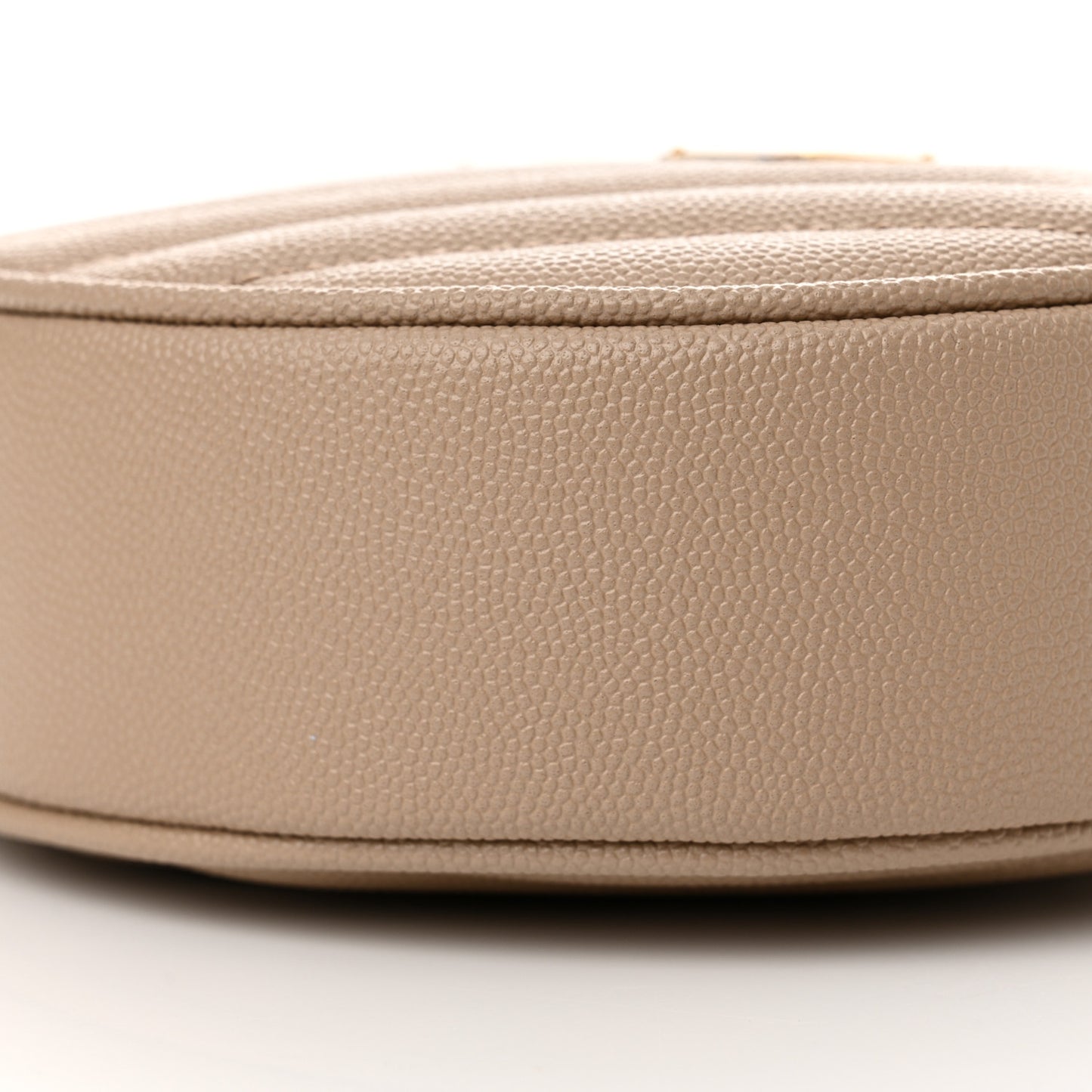 Grain De Poudre Matelasse Chevron Quilted Round Vinyle Camera Bag Dark Beige
