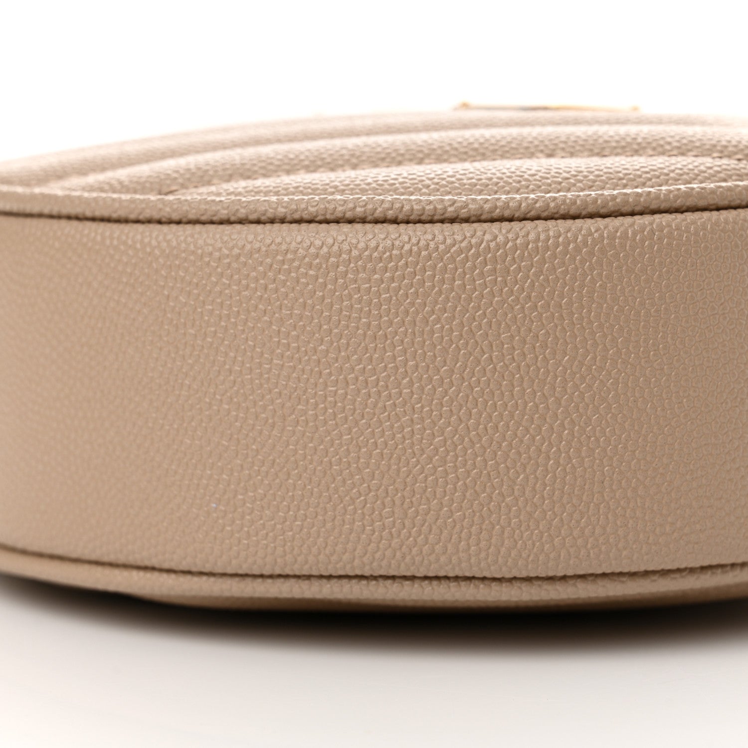 Saint Laurent Grain De Poudre Matelasse Chevron Quilted Round Vinyle Camera Bag Dark Beige 9 of 12