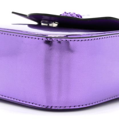 Versace Metallic Patent Calfskin Mini La Medusa Chain Top Handle Bag Dark Orchid 7 of 8
