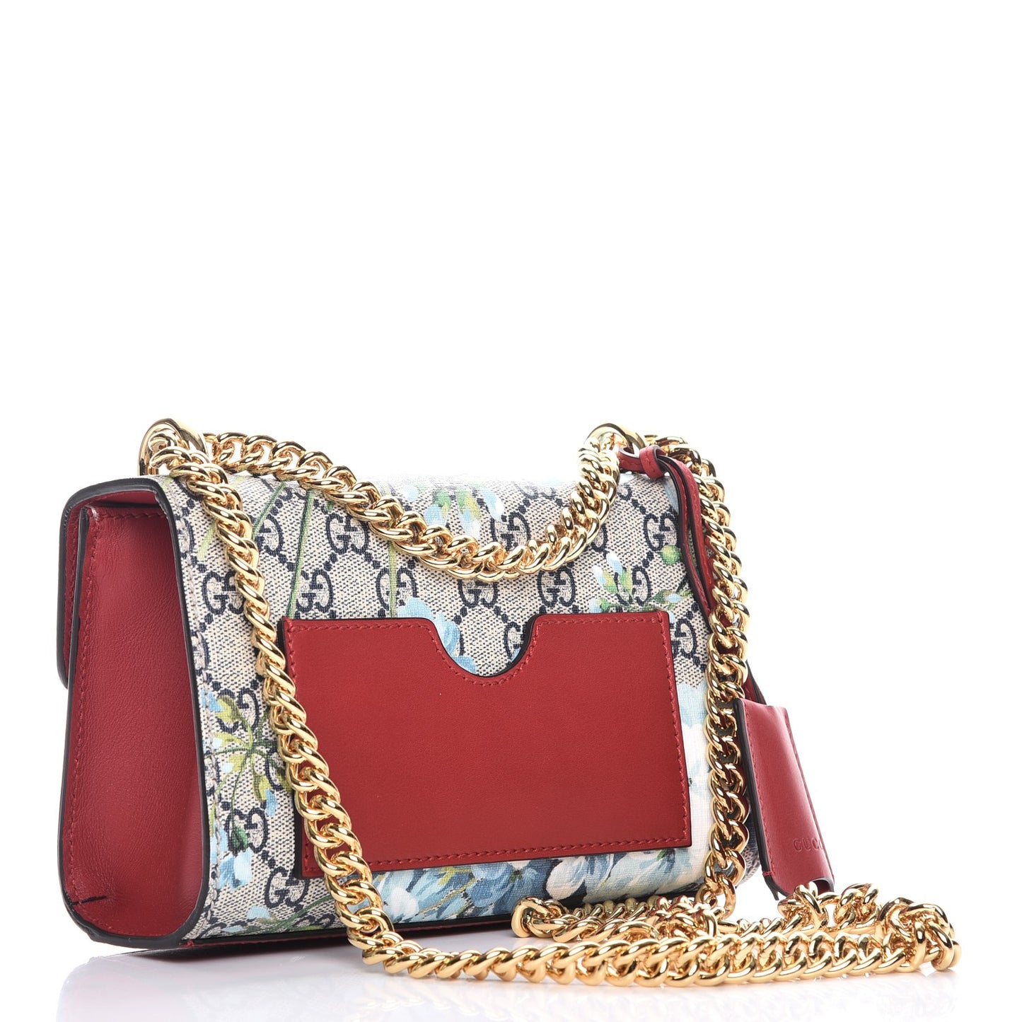 GG Supreme Monogram Blooms Small Padlock Shoulder Bag Beige Blue Navy Hibiscus Red