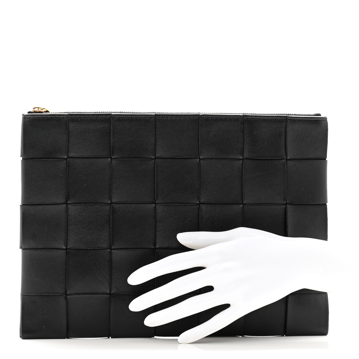Bottega Veneta Nappa Maxi Intrecciato Small Cassette Flat Zip Pouch Black 2 of 8