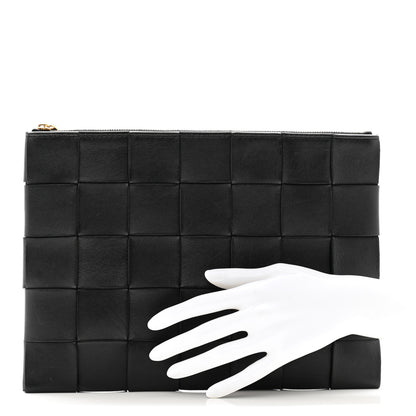 Bottega Veneta Nappa Maxi Intrecciato Small Cassette Flat Zip Pouch Black 2 of 8