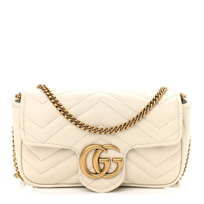 Gucci Calfskin Matelasse Super Mini GG Marmont Shoulder Bag White 1 of 10