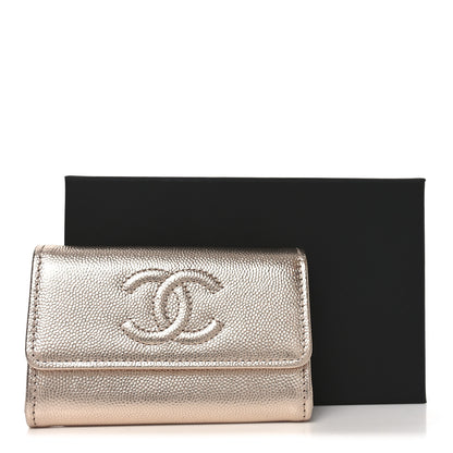 Chanel Metallic Caviar Quilted CC Flap Card Holder Copper 8 of 8
