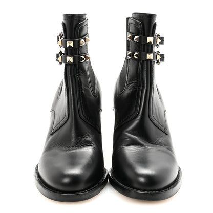 Valentino Garavani Calfskin Rockstud Double Buckle Beatle Chelsea 70mm Ankle Boots 38 Black 3 of 9