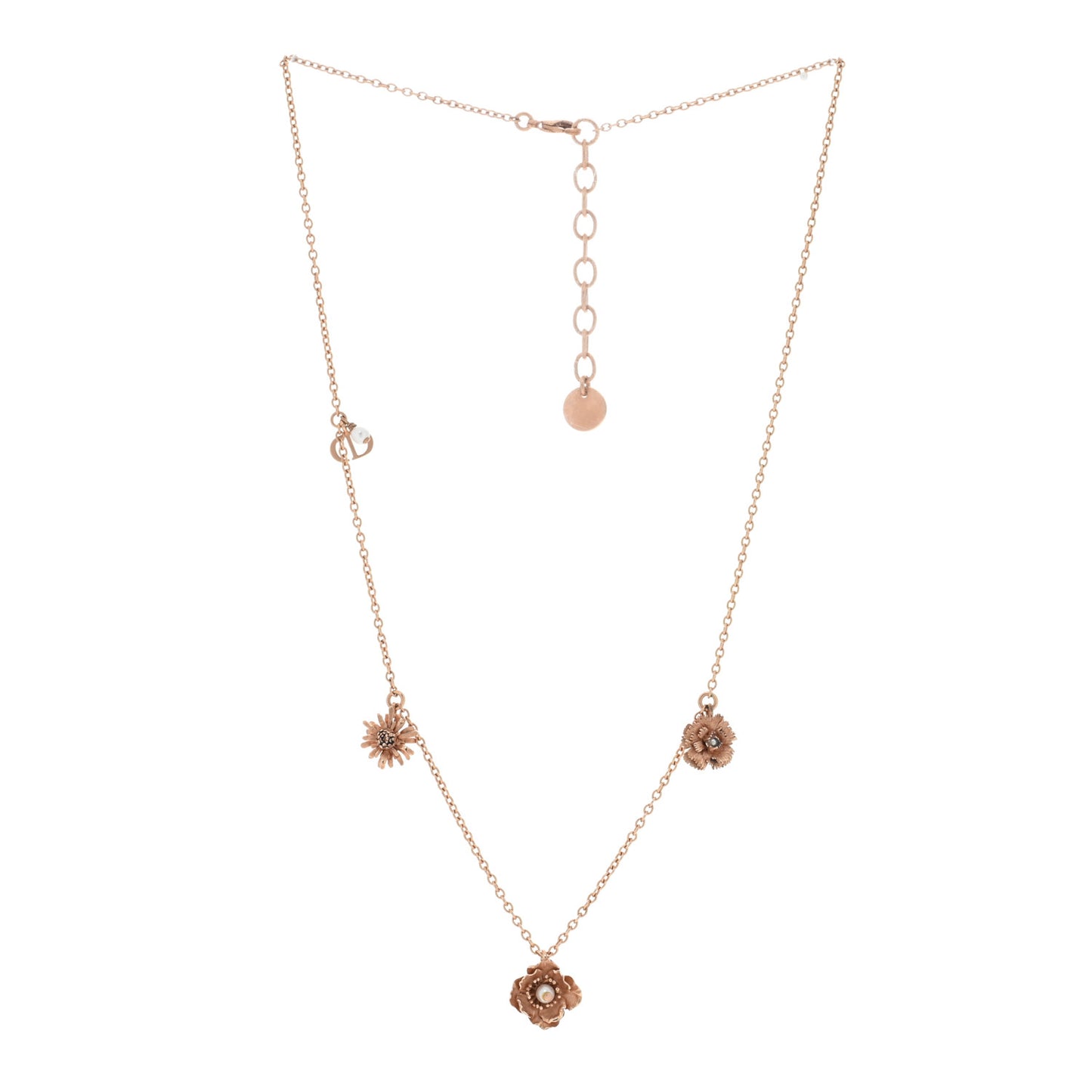 Metal Pearl Flower Daisy Necklace Gold