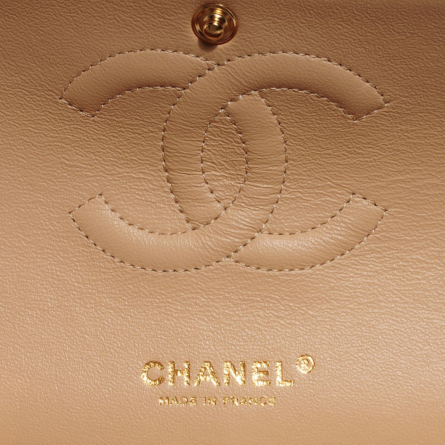 Caviar Quilted Medium Double Flap Beige Clair