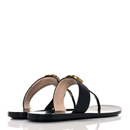 Gucci Calfskin GG Marmont Thong Sandals 39.5 Black 4 of 7