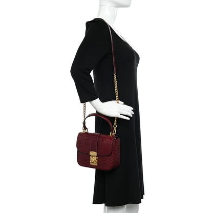 Miu Miu Crocodile Print Calfskin Top Handle Bag Rubino 2 of 9