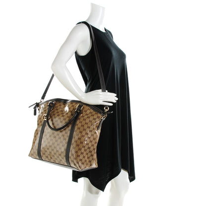Gucci Crystal Monogram Large GG Charm Dome Satchel Dark Brown 2 of 7