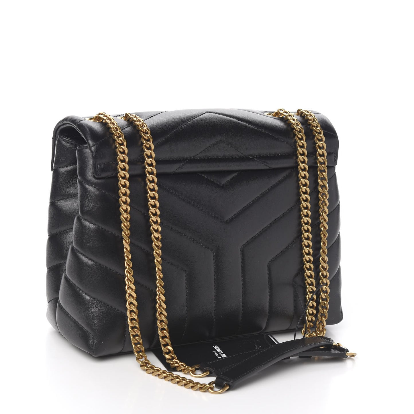 Calfskin Y Quilted Monogram Small Loulou Chain Satchel Black