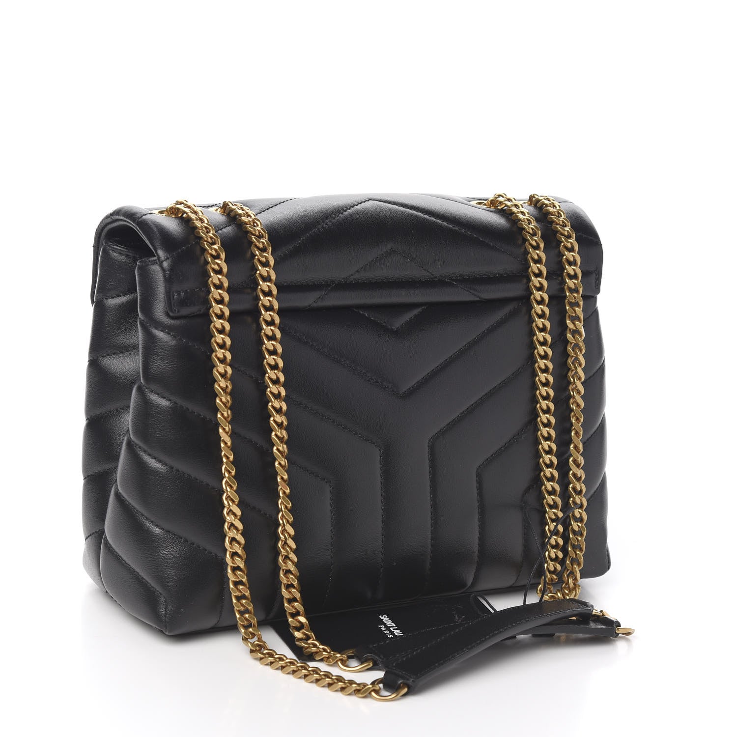 Saint Laurent Calfskin Y Quilted Monogram Small Loulou Chain Satchel Black 2 of 9