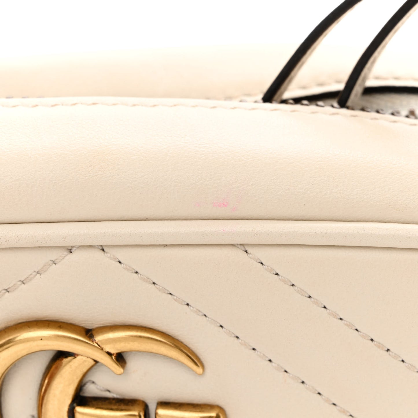Calfskin Matelasse Mini GG Marmont Chain Shoulder Bag White