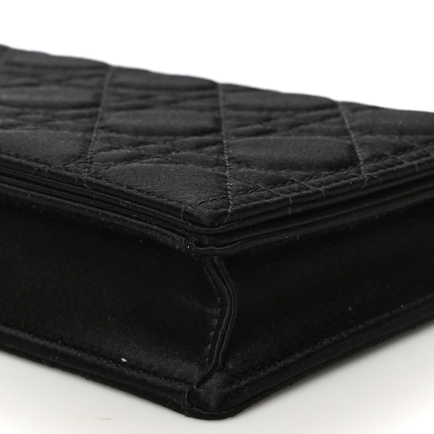 Satin Cannage Lady Dior Clutch Black