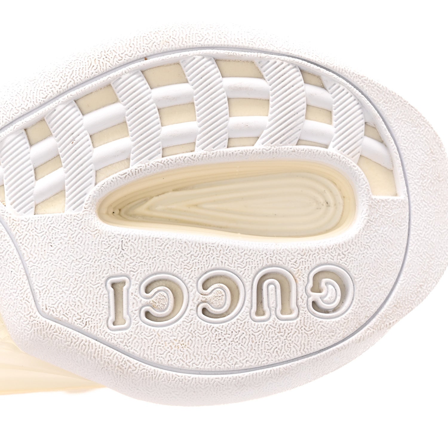 Gucci Tela Retino Mesh Crystal Suede GG Monogram Womens Gucci Run Sneakers 37.5 Off White Silver 7 of 10