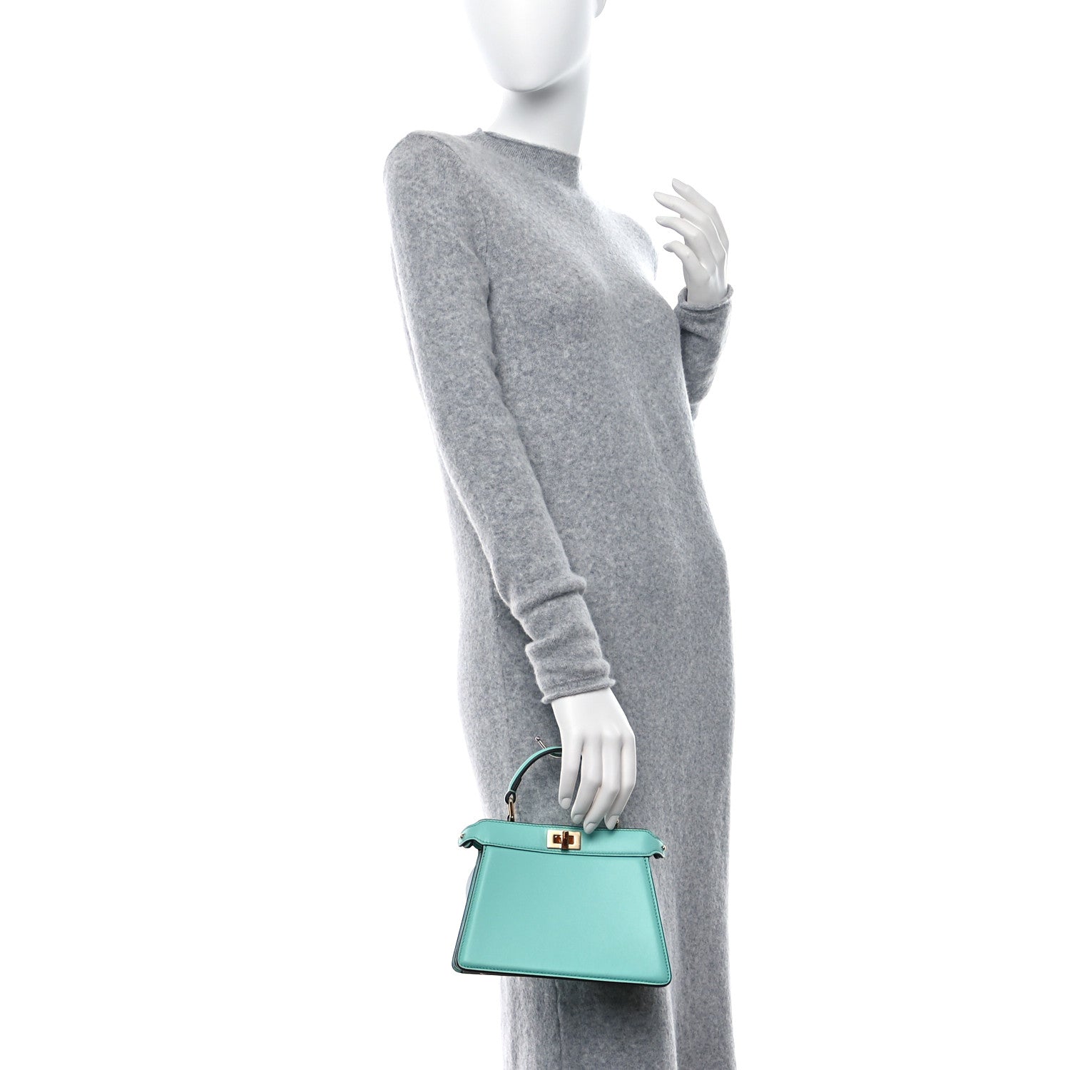 Fendi Shiny Nappa Petite Peekaboo I SEE U Satchel Spring Turquoise 3 of 12
