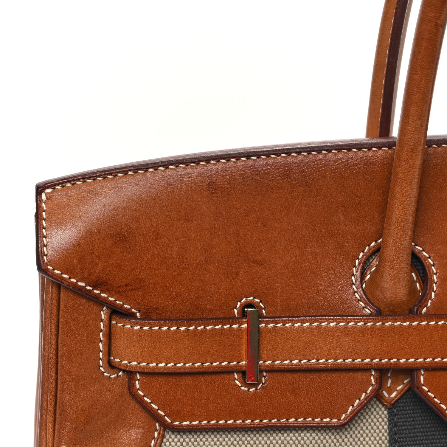 Hermes Toile Natural Barenia Flag Birkin 35 Fauve 11 of 12