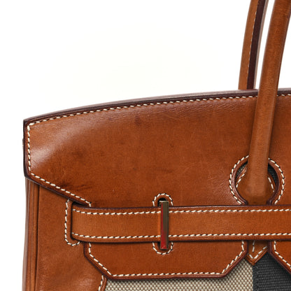 Hermes Toile Natural Barenia Flag Birkin 35 Fauve 11 of 12