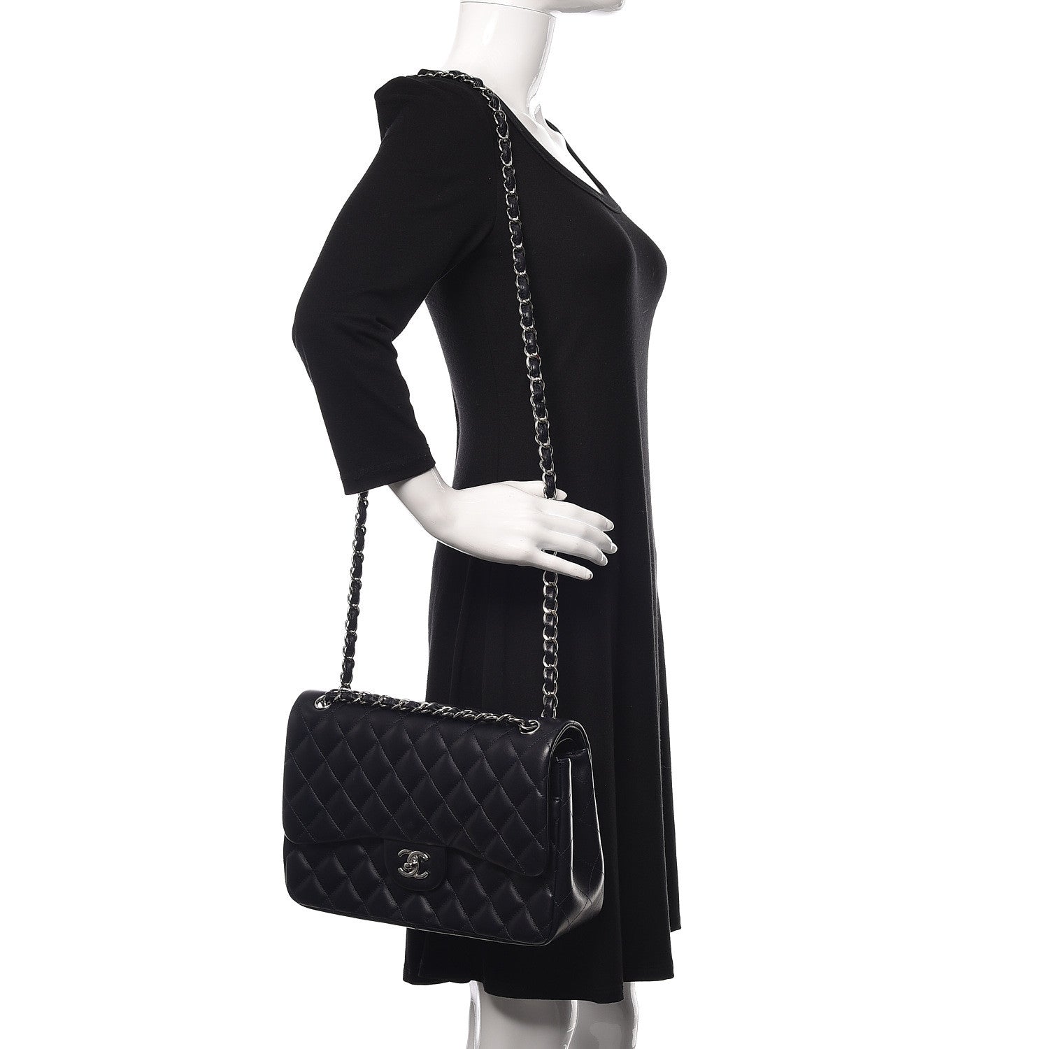 Chanel Lambskin Quilted Jumbo Double Flap Navy 2 of 15