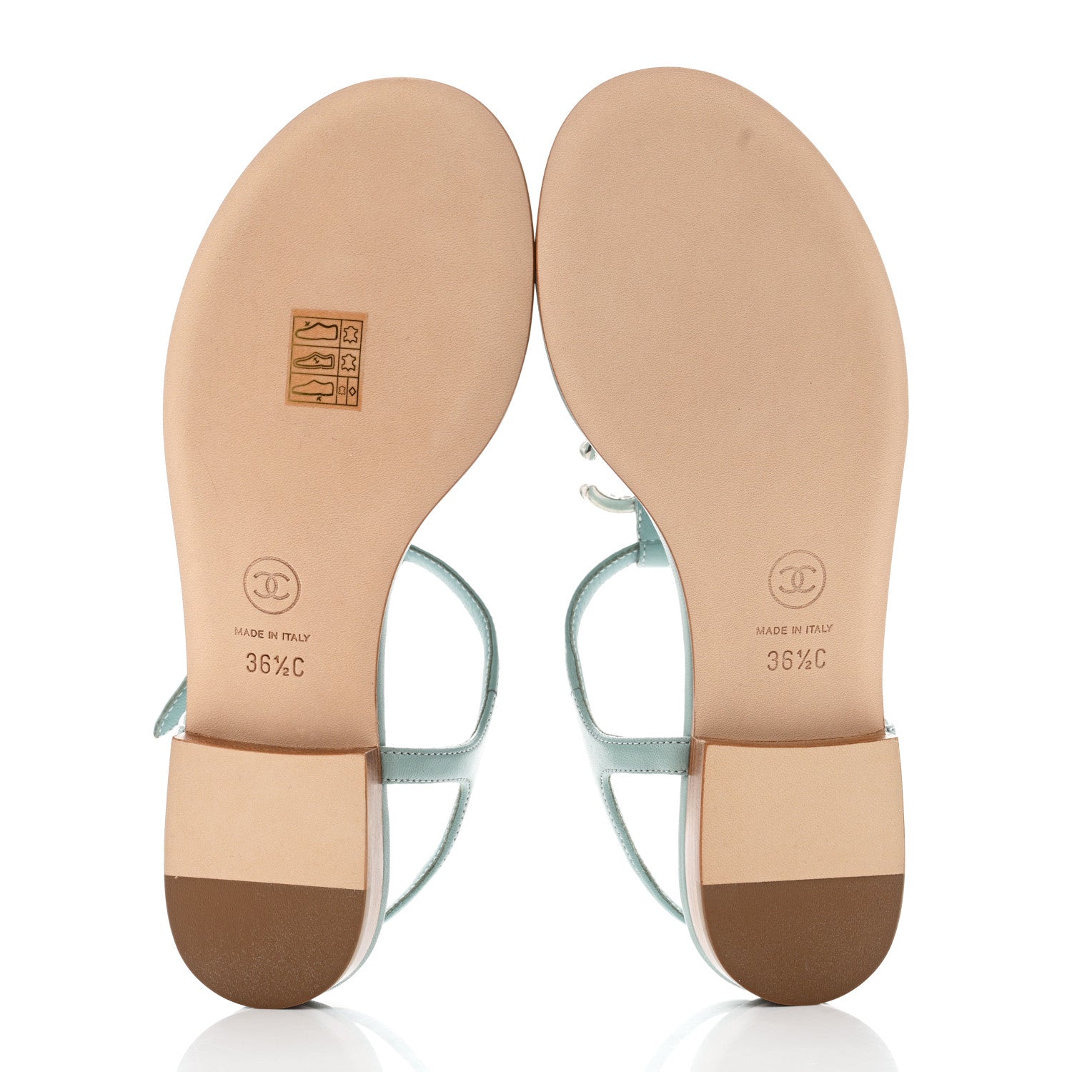 Chanel Lambskin Crystal CC Thong Sandals 36.5 Light Blue 5 of 8