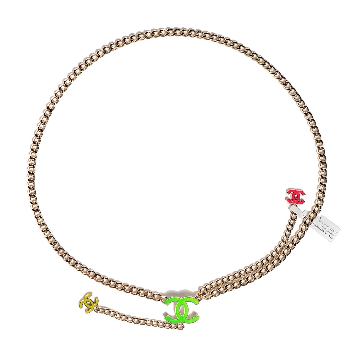 Enamel CC Chain Belt Multicolor Gold
