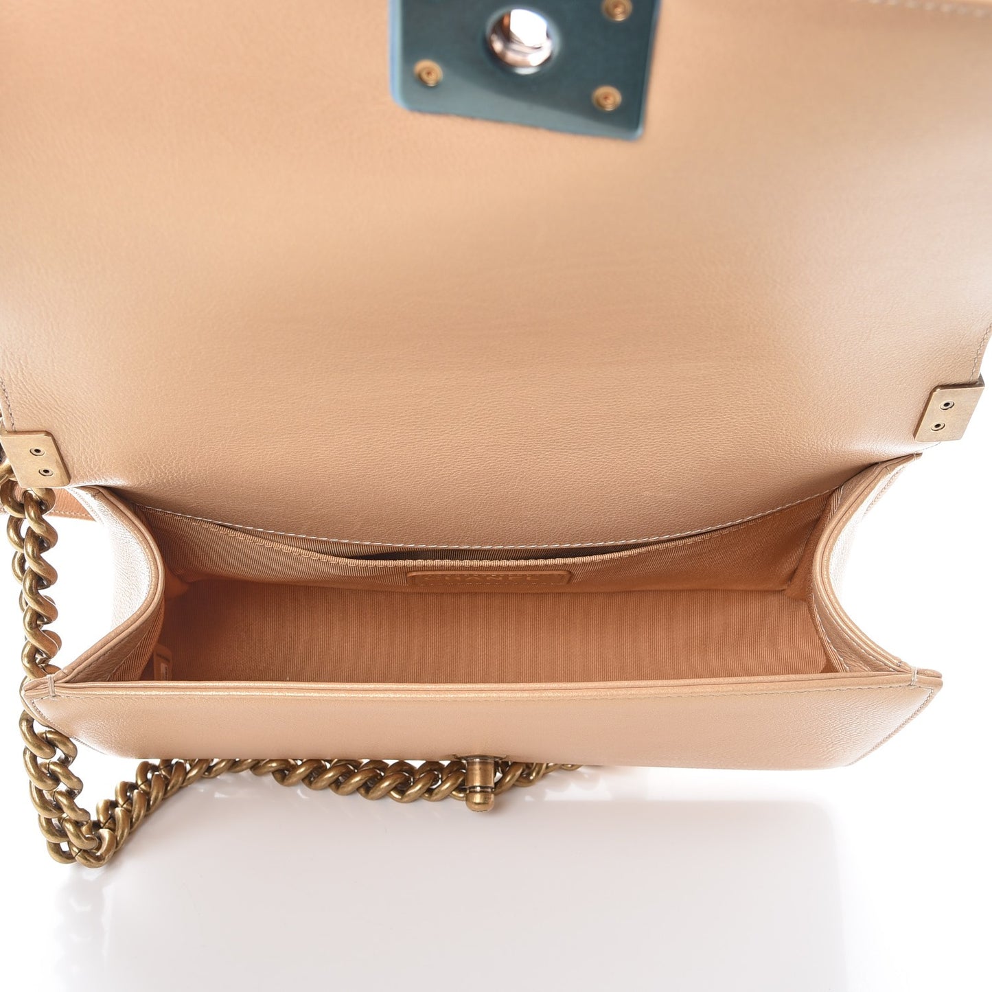 Pearl Calfskin Medium Boy Flap Gold