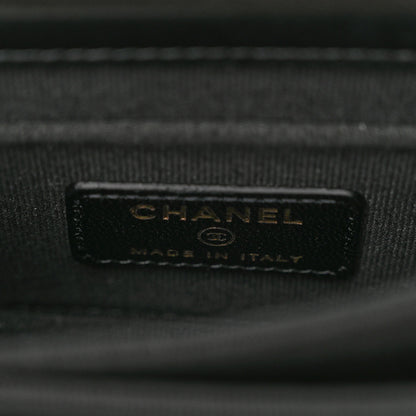 Chanel Lambskin Quilted Top Handle Flap Clutch With Chain Black 6 of 10