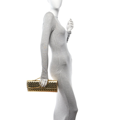 Bottega Veneta Metallic Lambskin Intrecciato Long Andiamo Top Handle Clutch Gold 2 of 10