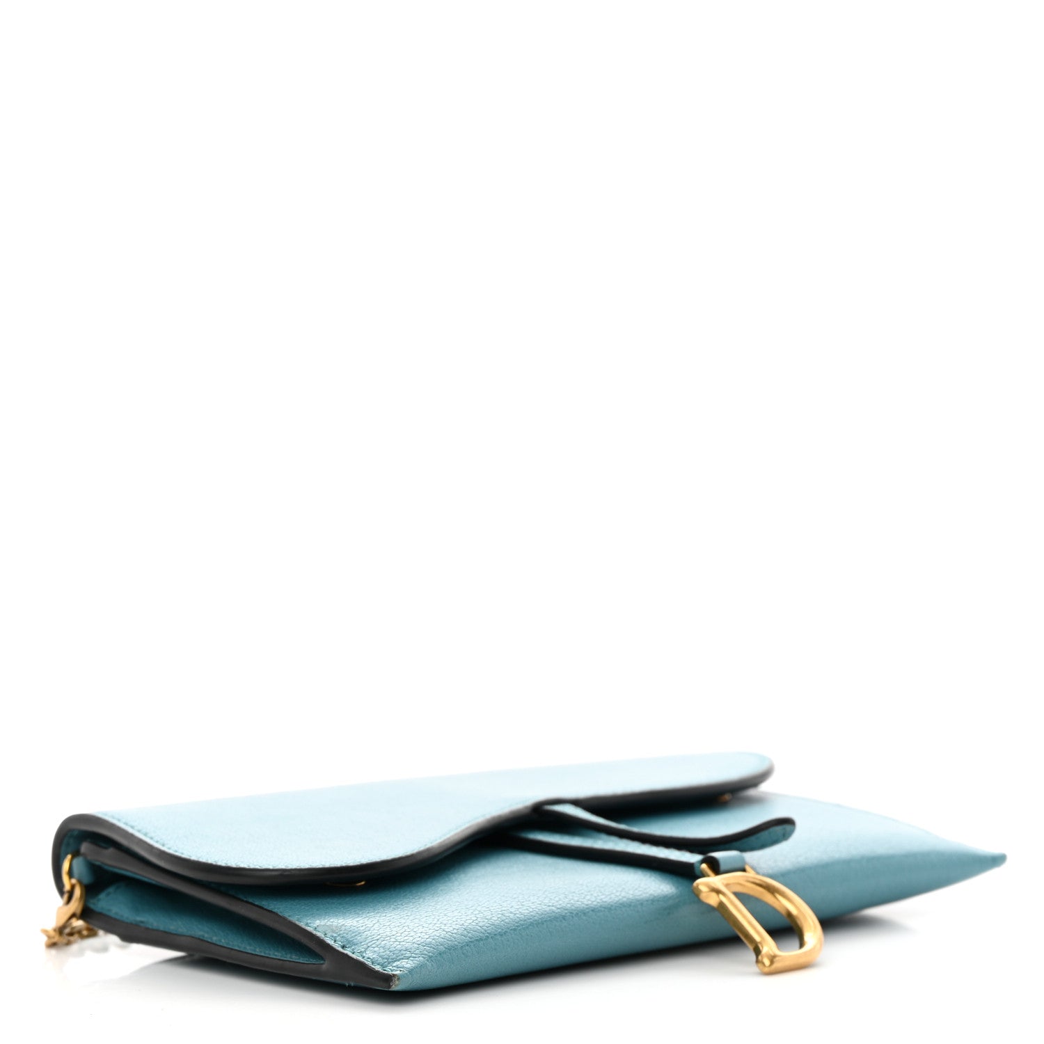 Christian Dior Goatskin Saddle Long Wallet With Chain Blue 5 of 16