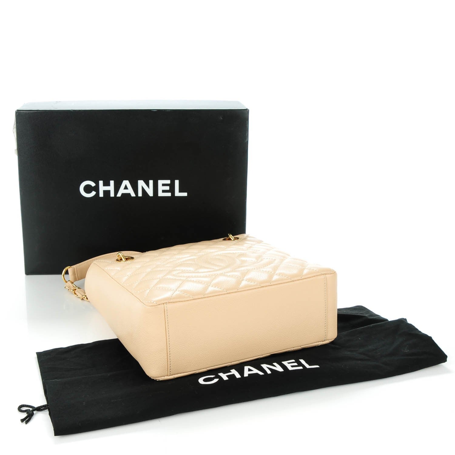 Chanel Caviar Quilted Petit Shopping Tote PST Beige Clair 4 of 7