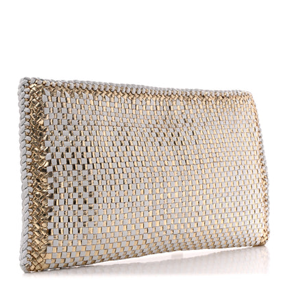 Prada Goatskin Woven Zip Clutch Oro White 3 of 11