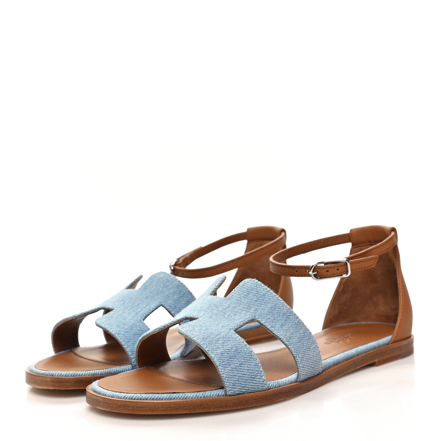 Hermes Denim Santorini Sandals 37.5 Bleu Clair 3 of 9