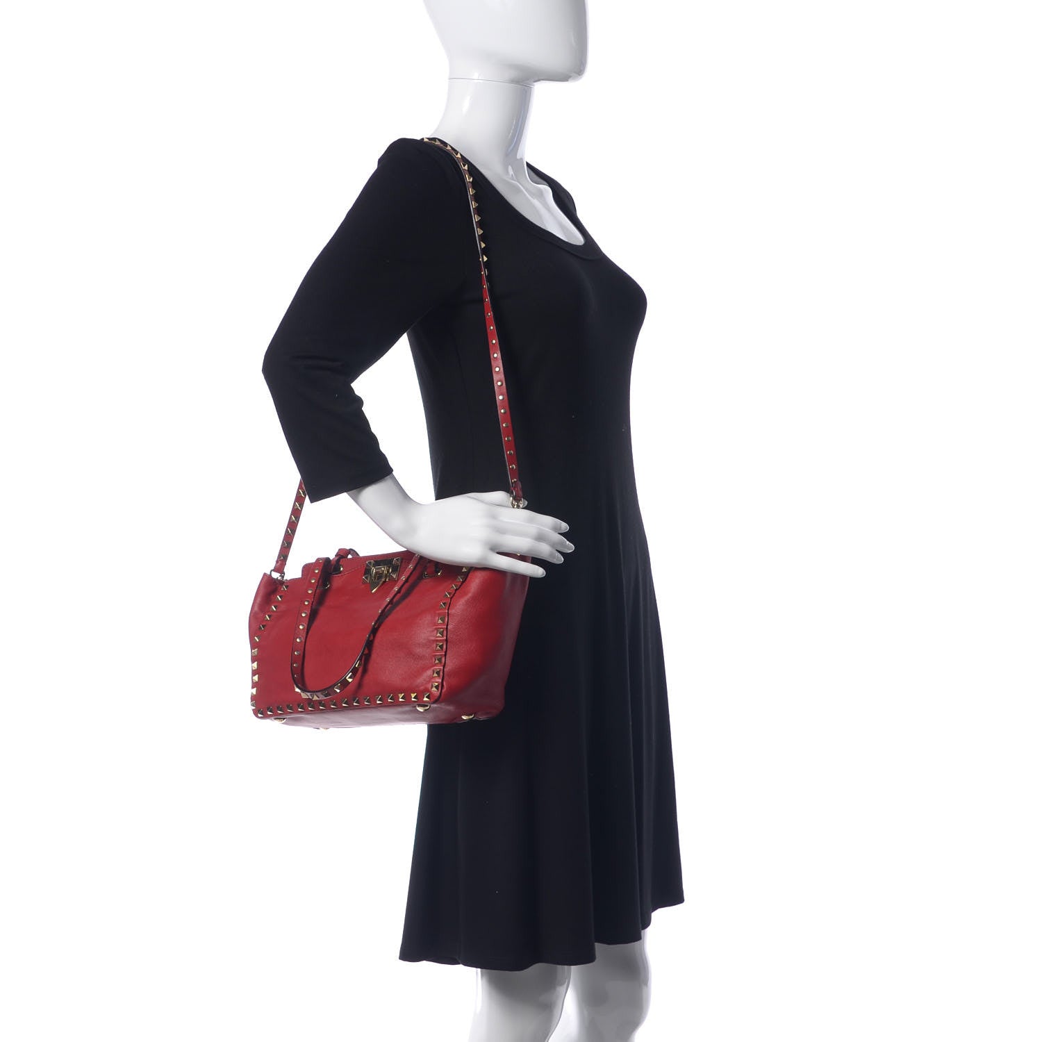 Valentino Garavani Vitello Small Rockstud Tote Rosso Valentino 2 of 9
