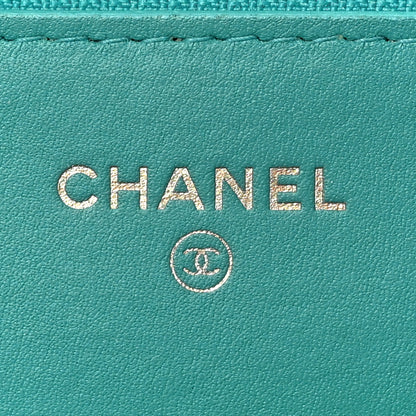Chanel Lambskin Quilted Boy Wallet On Chain WOC Turquoise 8 of 9