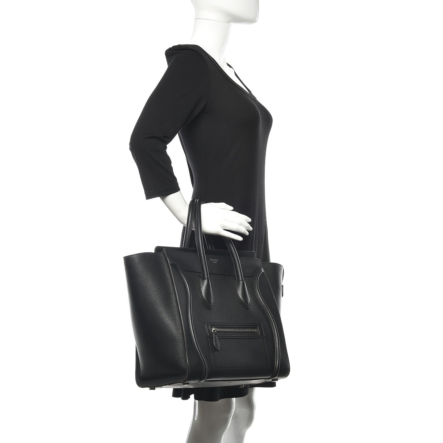 Celine Drummed Calfskin Mini Luggage Black 2 of 12