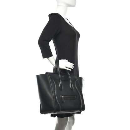 Celine Drummed Calfskin Mini Luggage Black 2 of 12