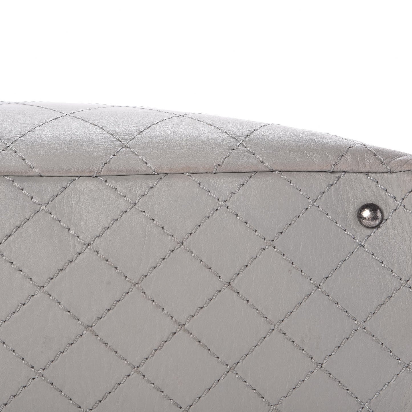 Calfskin Stitched Medium Shopping Tote Grey