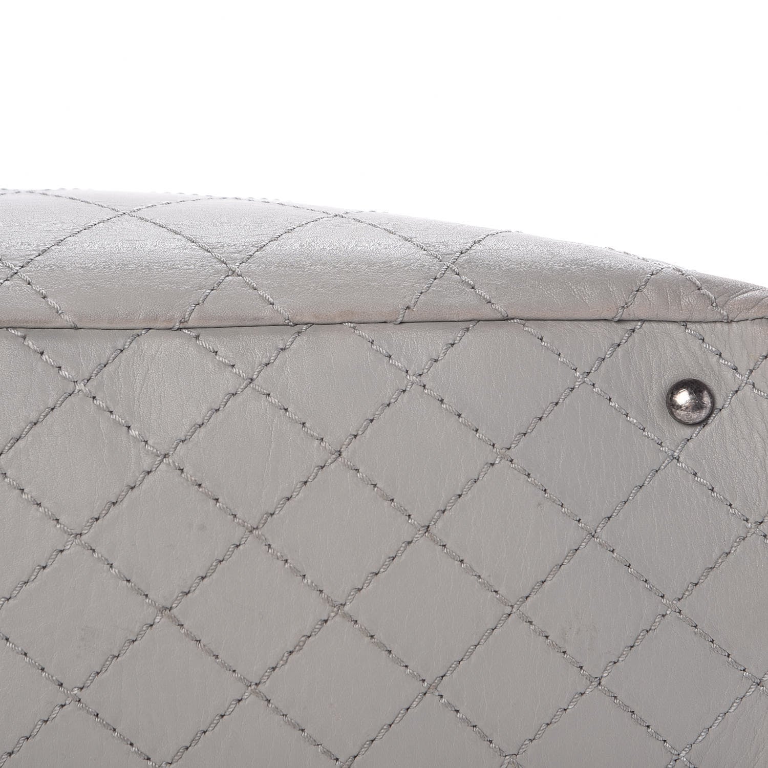 Chanel Calfskin Stitched Medium Shopping Tote Grey 14 of 16