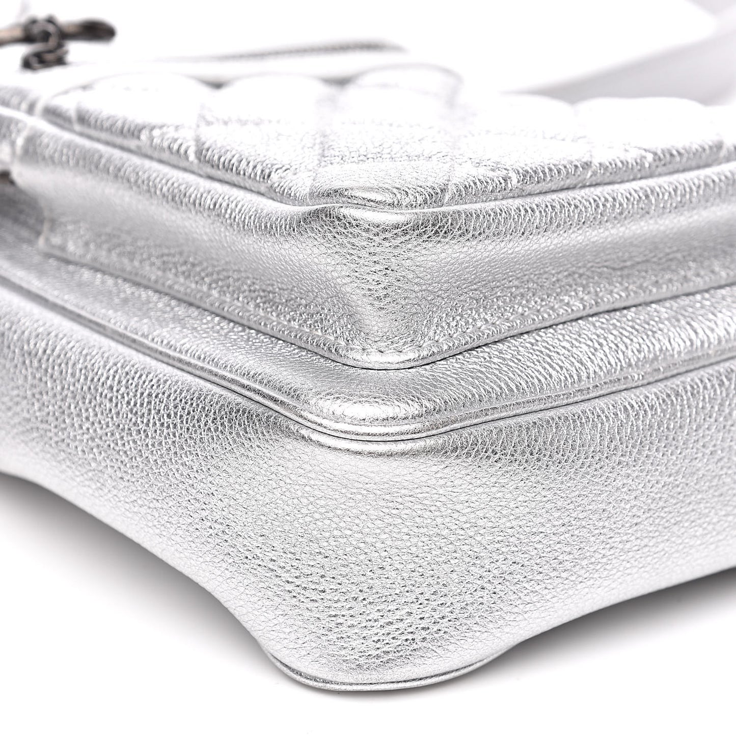 Metallic Calfskin Camera Case Silver